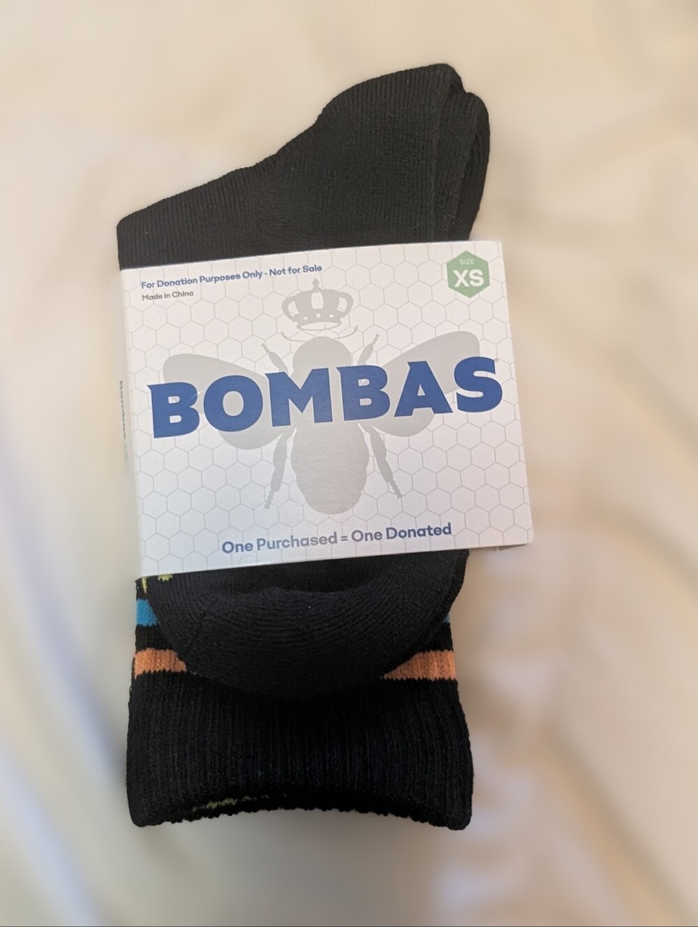 Bombas Bee Better Crew Socks Solid Black XS Women’s and Youth Brand New